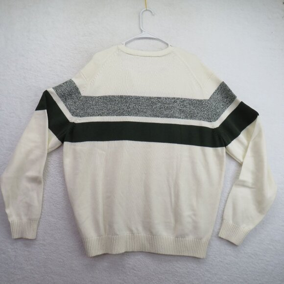 IZOD Sweater Mens Size 2XL Green Woods Cove Chest Stripe Crewneck New - Picture 3 of 10